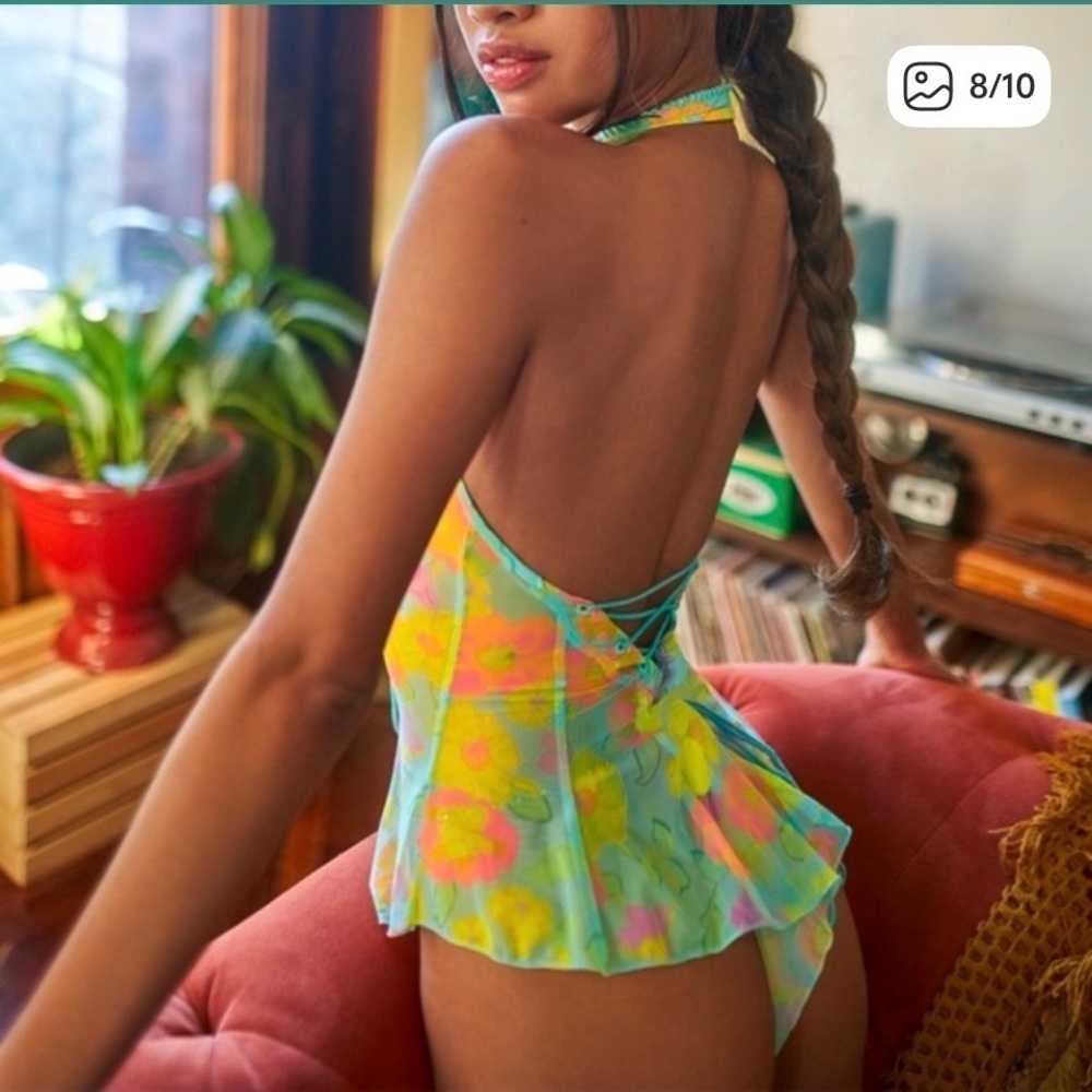 Savage X Fenty Free Spirit floral mesh teddy sz XL Extra large - Picture 3 of 6